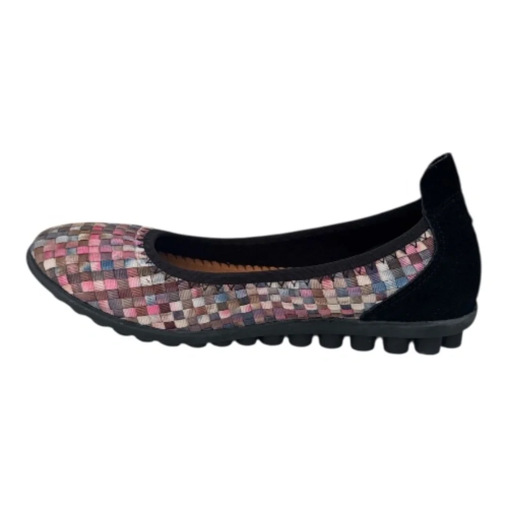 bernie mev. Multicolor Woven Ballet Flat with Black Trim